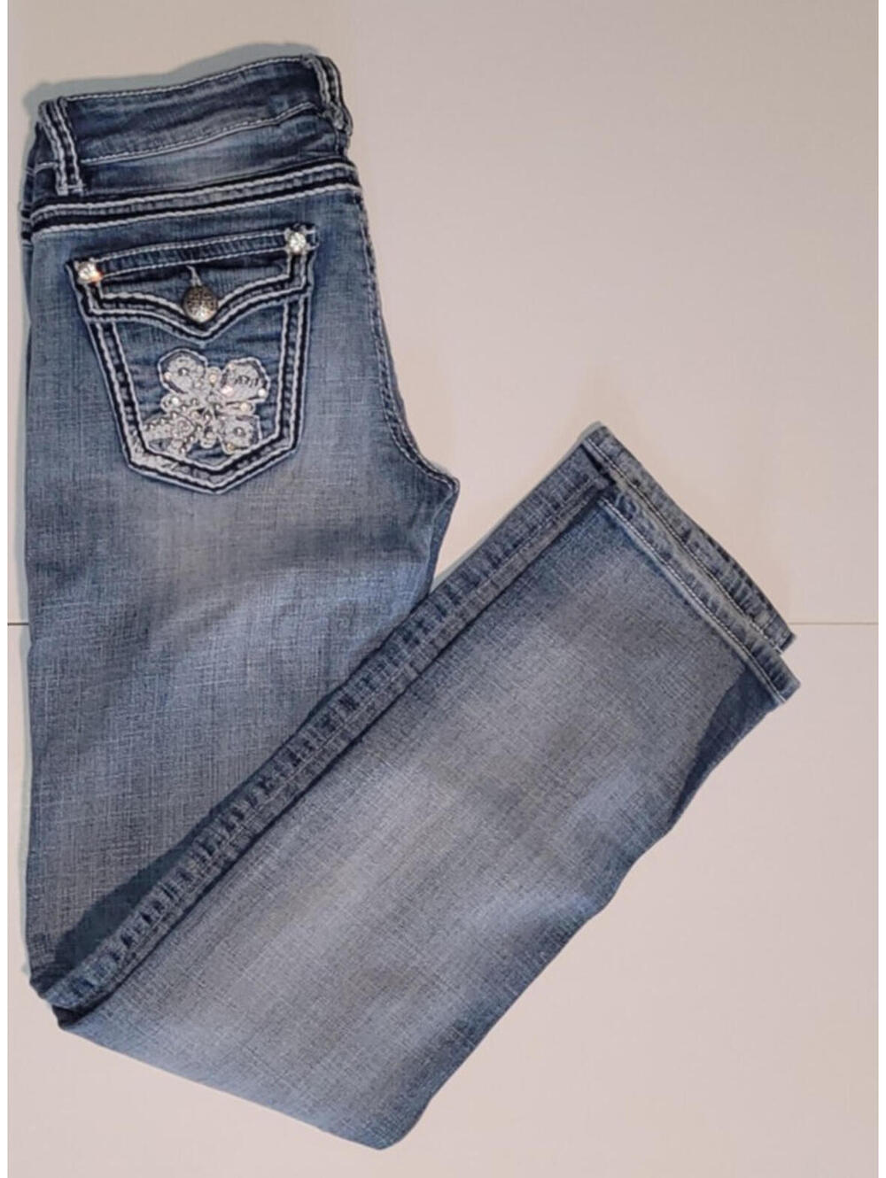 Warehouse One Straight Cut Jeans Women’s Size 26 Reg Blue Mid Rise Stretch Denim